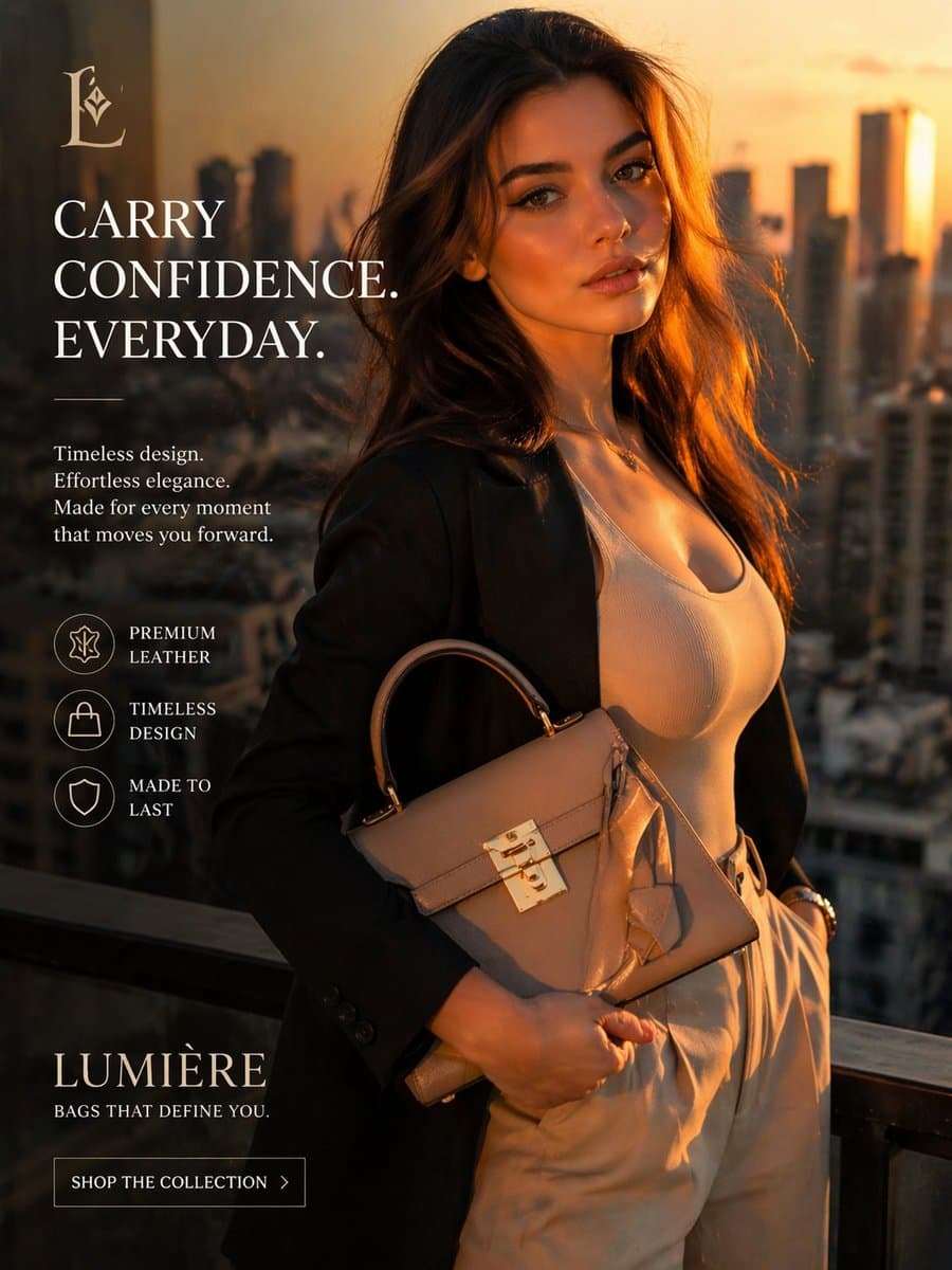 Luxury Handbag Sunset Ad preview image 1