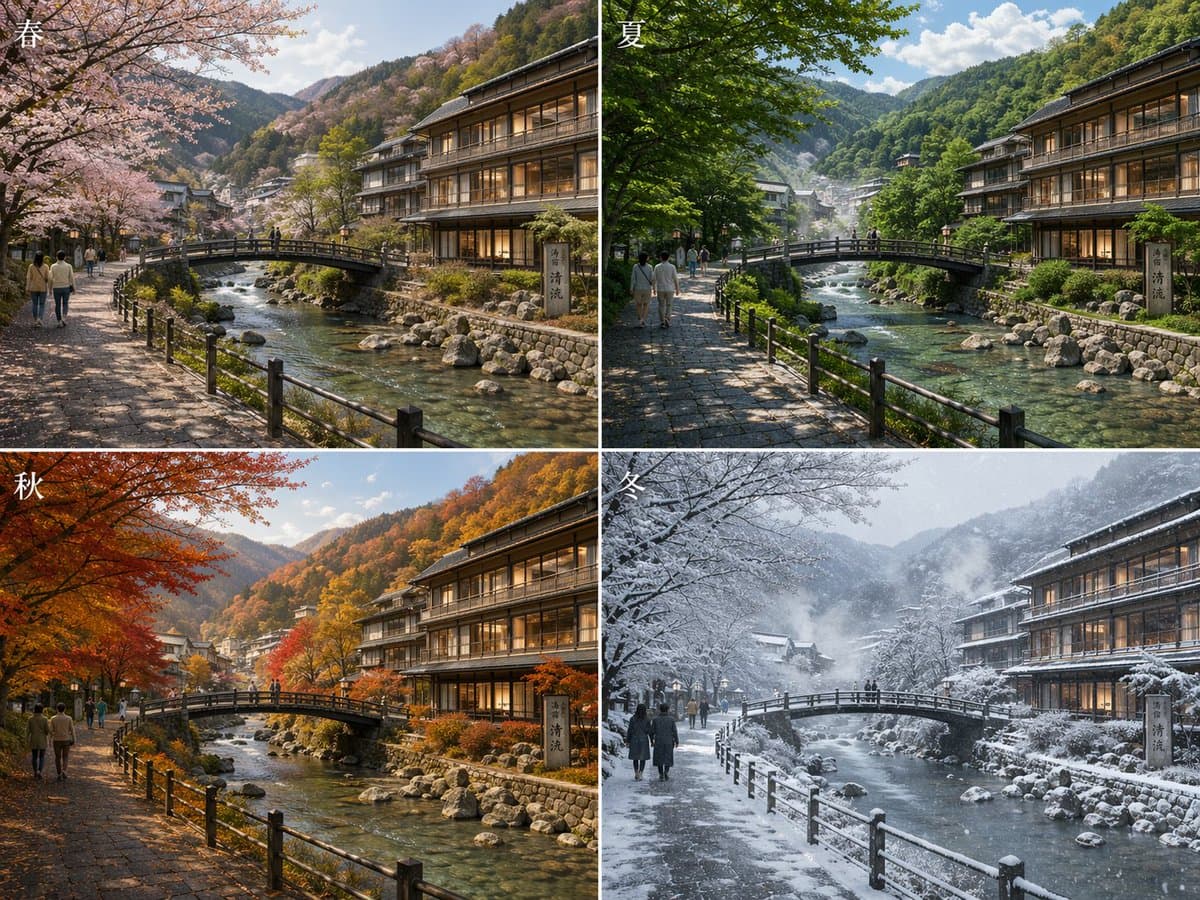 Japanese Onsen Town in Four Seasons preview image 1