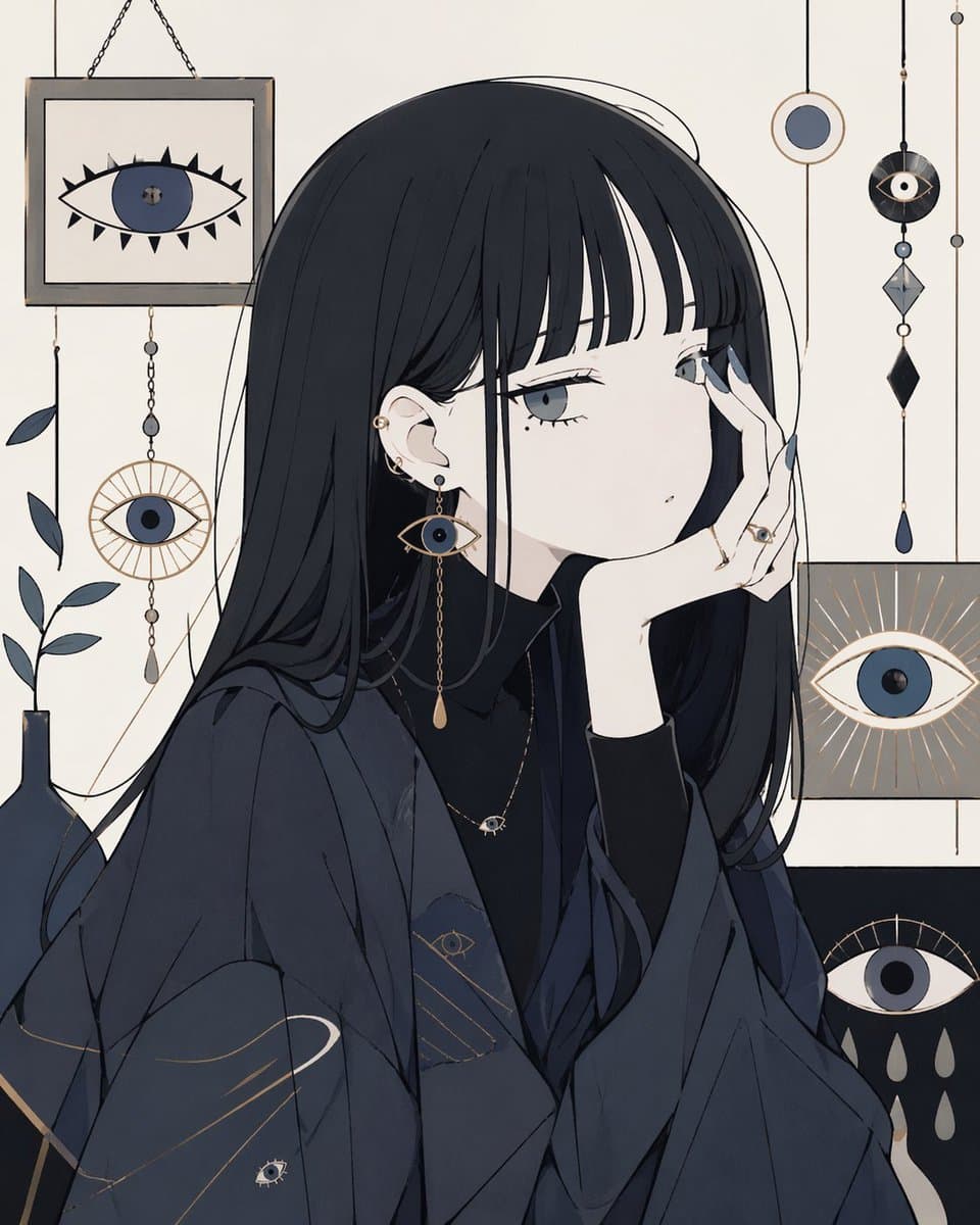 Occult Eye Motif Anime Portrait preview image 1