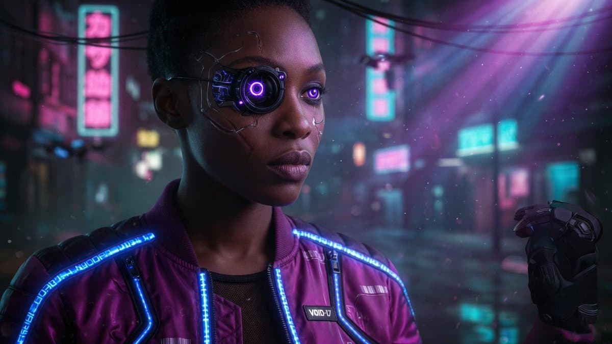 Cinematic Cyberpunk Woman Portrait preview image 2