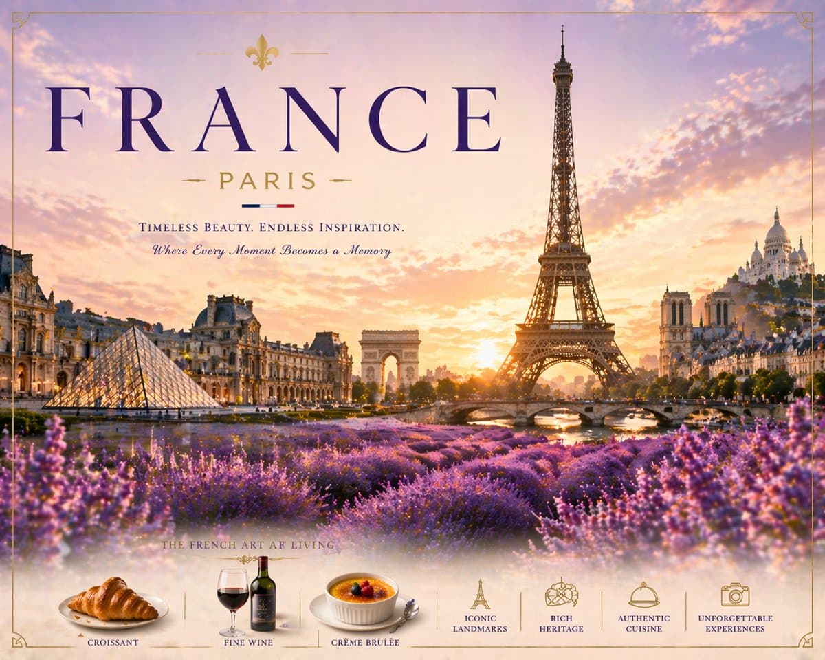 Romantic Paris Travel Poster preview image 1