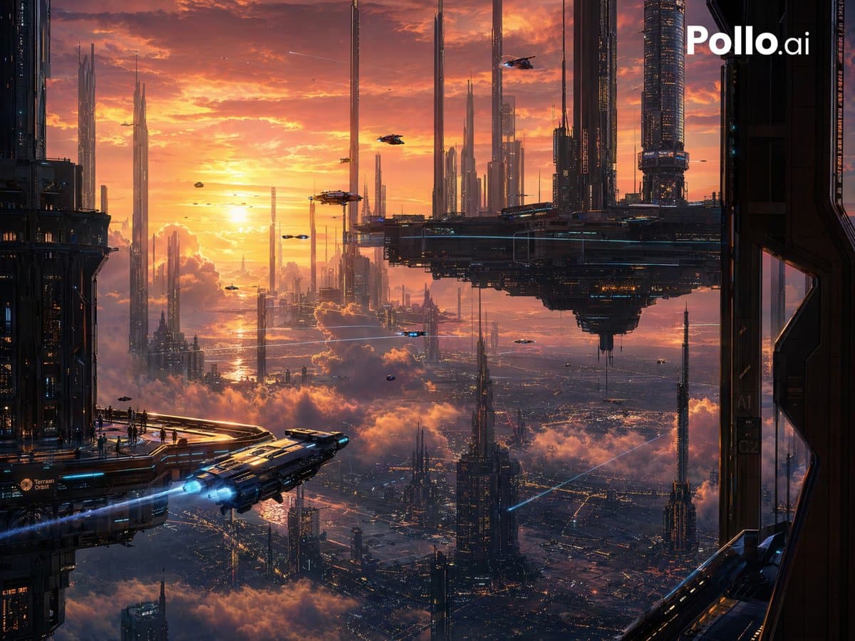 Futuristic Sunset Megacity preview image 1