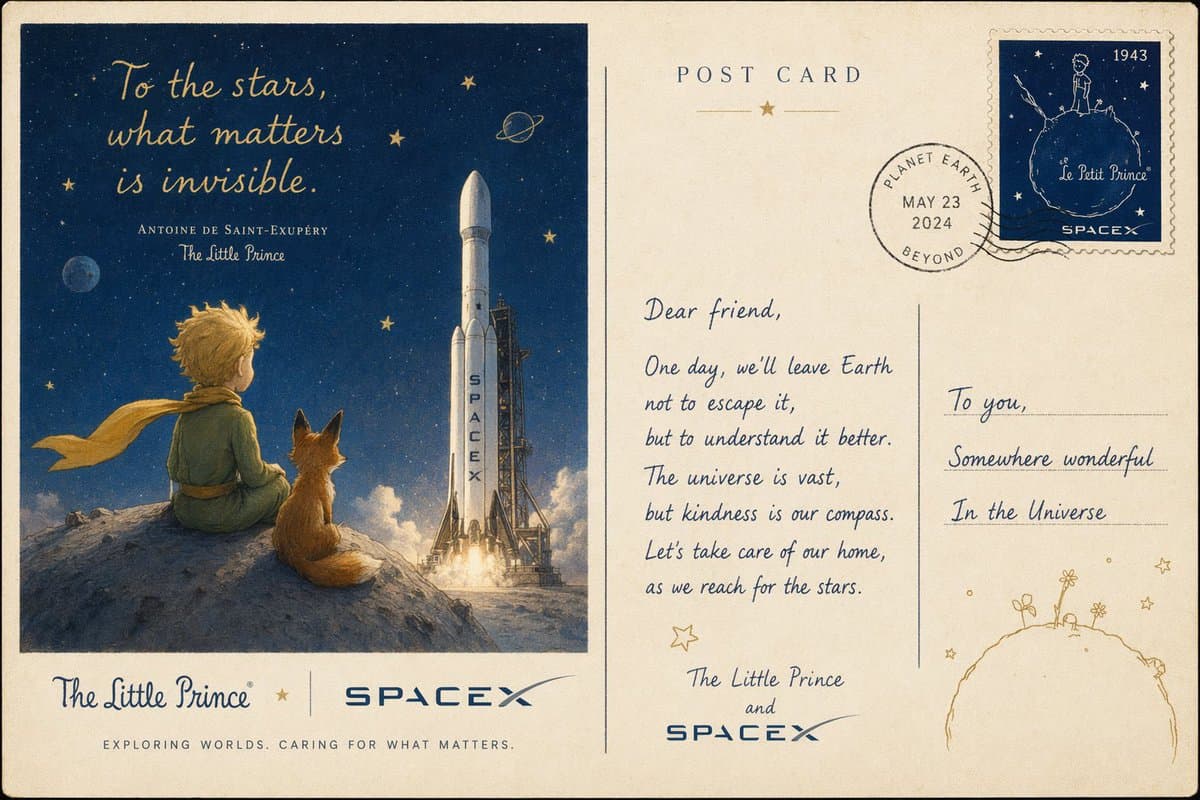 Vintage Little Prince Space Postcard preview image 1