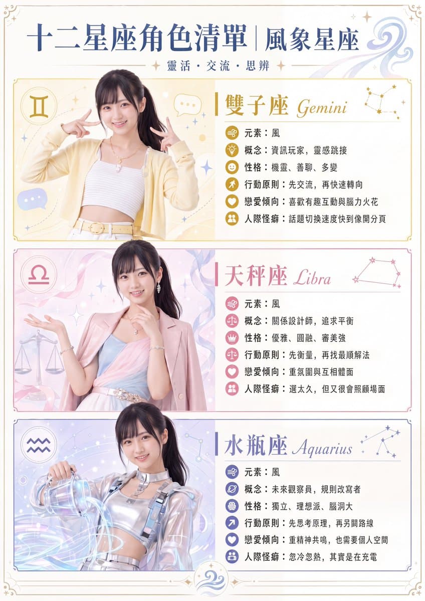 Air Sign Zodiac Character Poster preview image 1