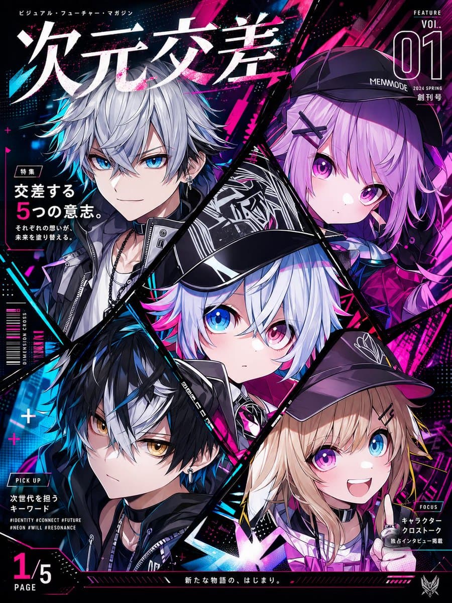 Neon Anime Magazine Cover preview image 1