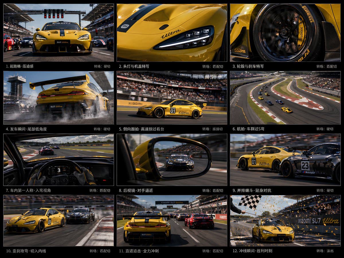 12-Panel Racing Storyboard Sheet preview image 1