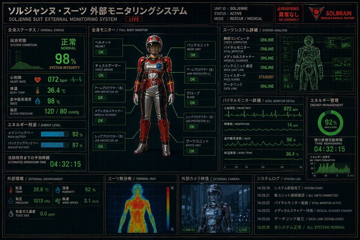 Futuristic Rescue Suit Monitoring HUD preview image 1