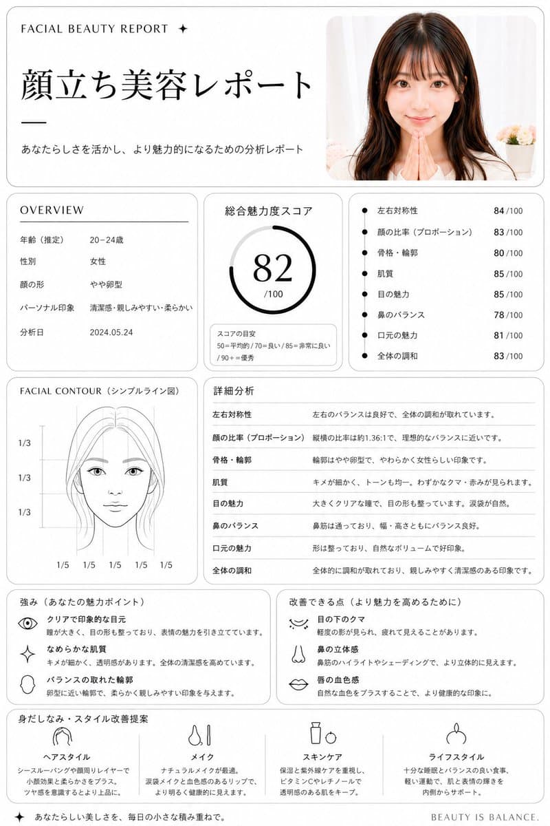 Minimalist facial beauty report preview image 1