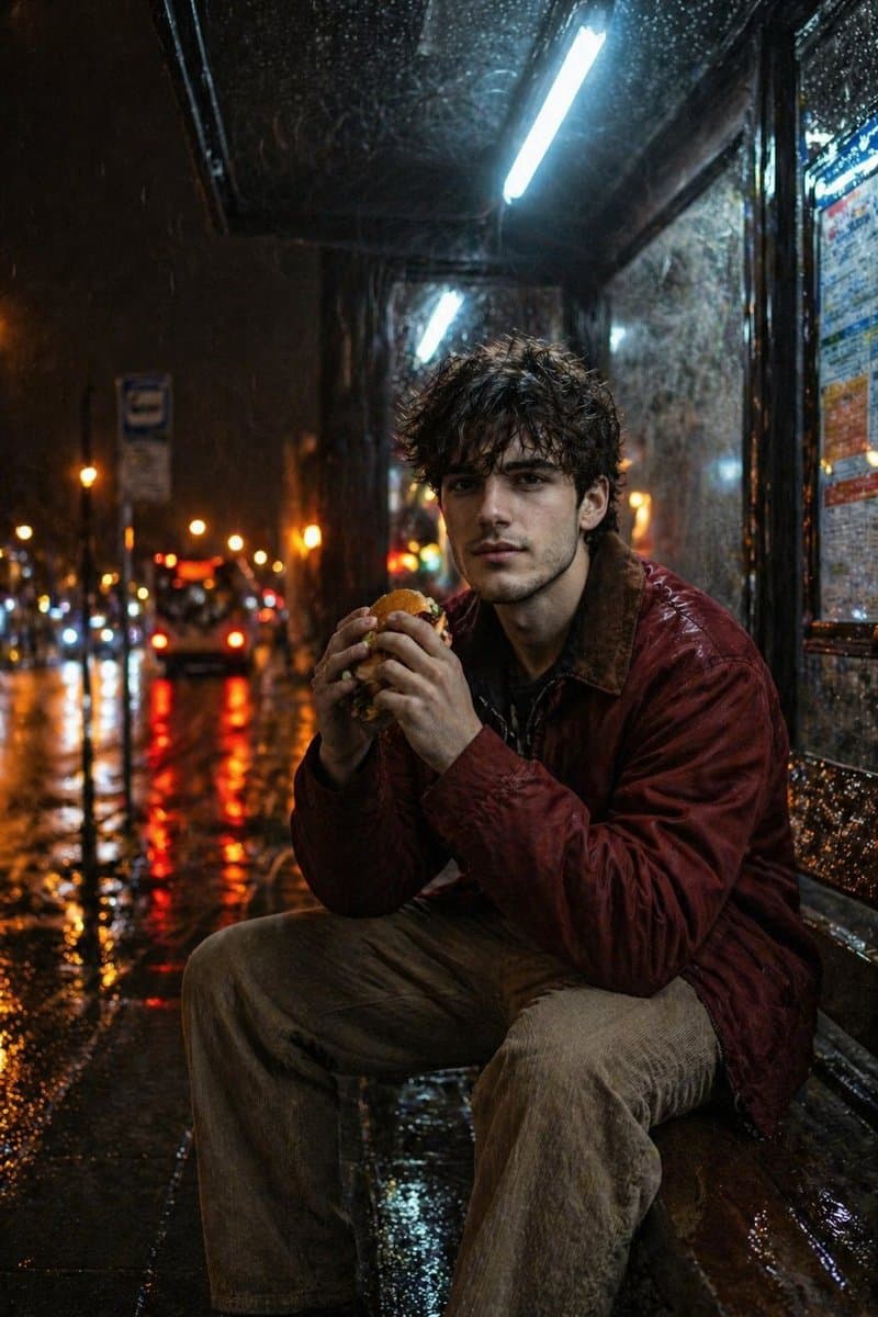 Atmospheric Nighttime Rainy Portrait preview image 2