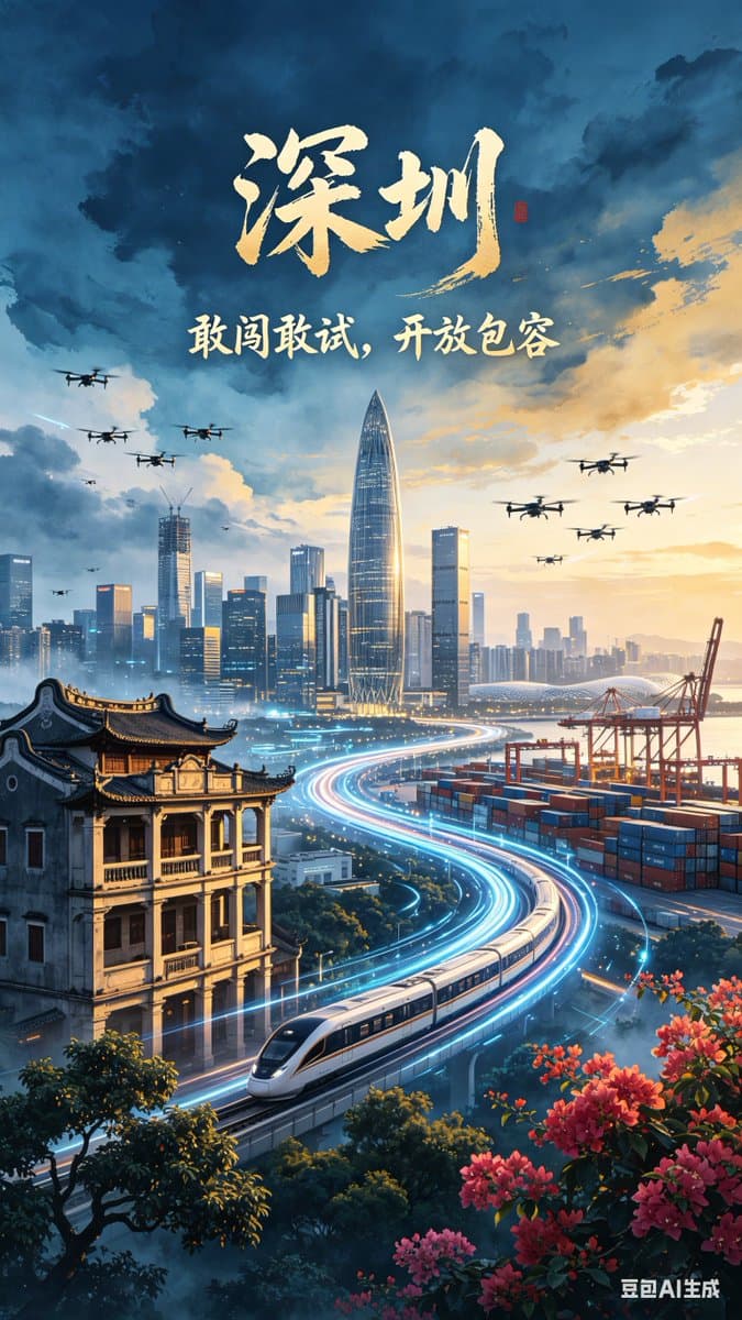 Futuristic Shenzhen City Poster preview image 1