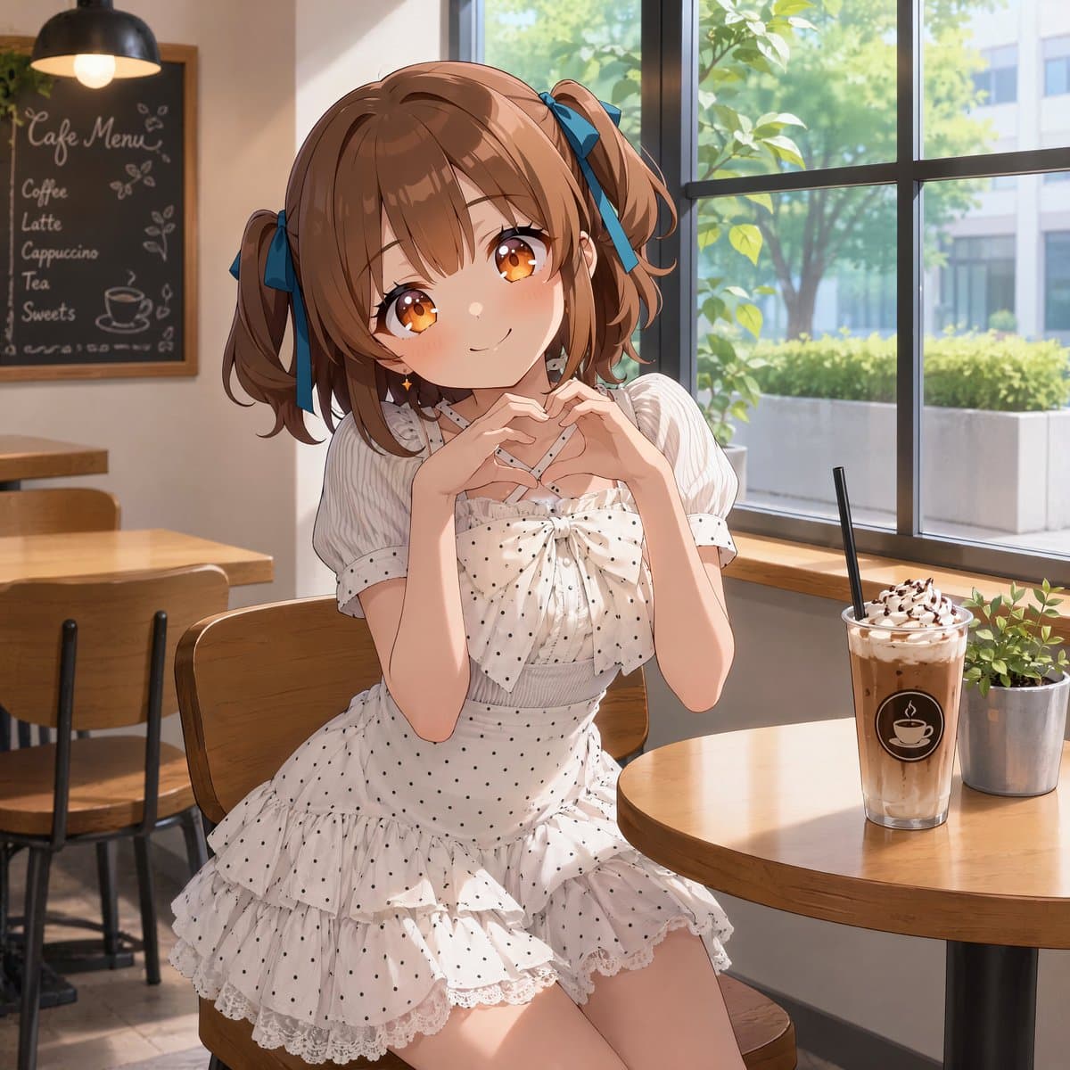 Anime Girl in Sunny Cafe preview image 2