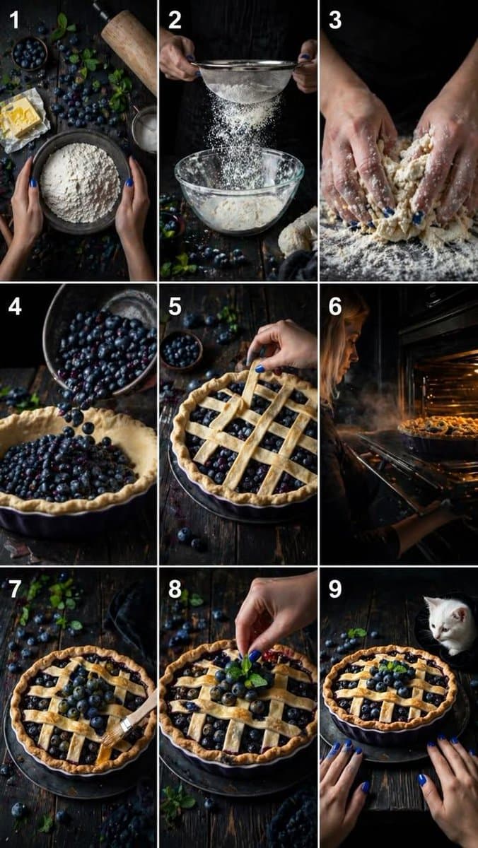 9-Step Rustic Blueberry Pie Collage preview image 1