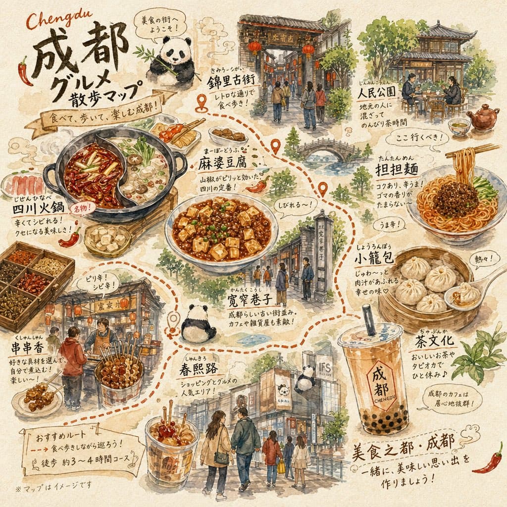 Chengdu Gourmet Walking Map preview image 1