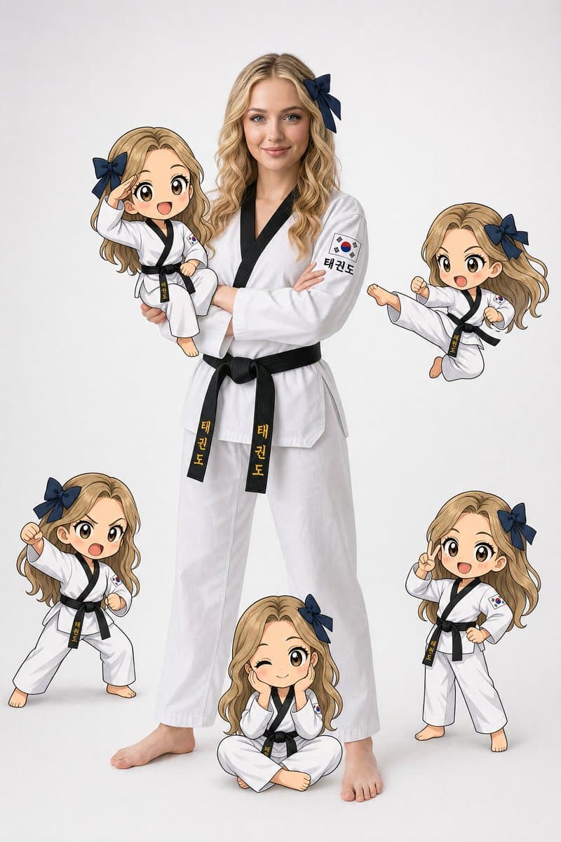 Taekwondo Woman and Chibi Versions preview image 1