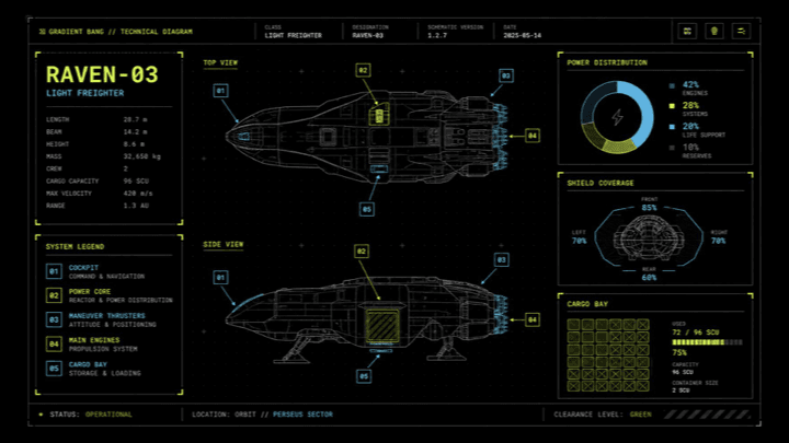 Sci-Fi Light Freighter Schematic HUD preview image 1