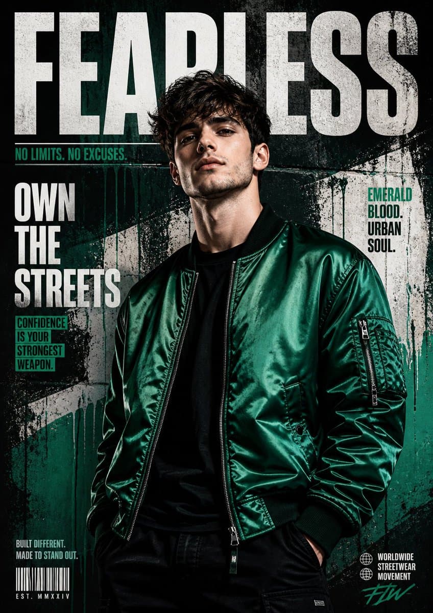 Street Fashion Emerald Bomber Poster preview image 1