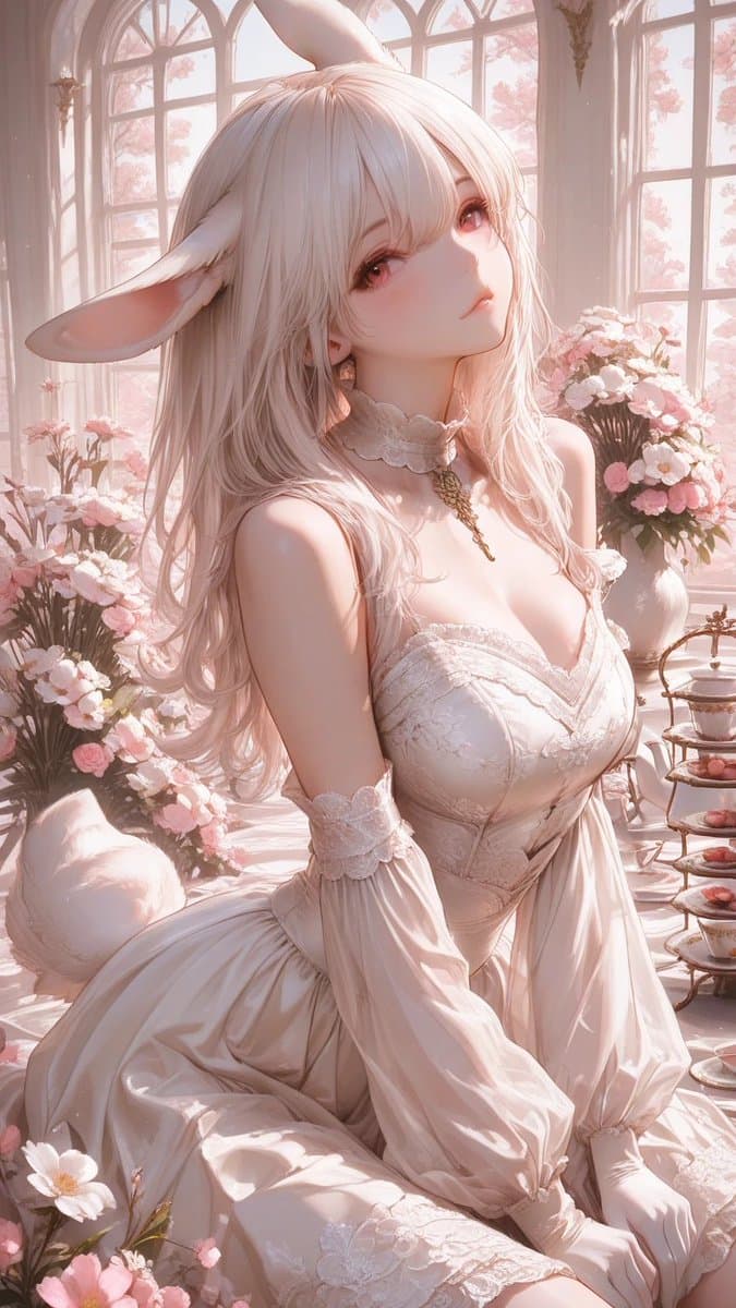 Pastel Bunny Girl Conservatory Portrait preview image 1