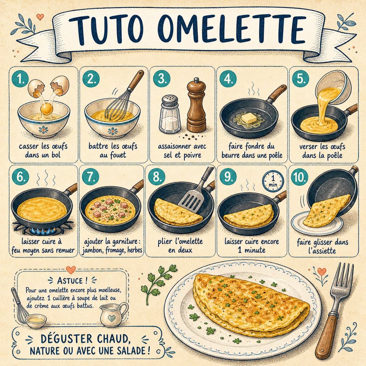 French Omelette Tutorial Poster preview image 1