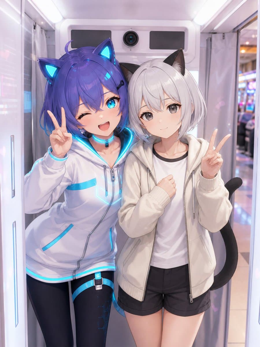 Anime Characters in Real Purikura Booth preview image 1