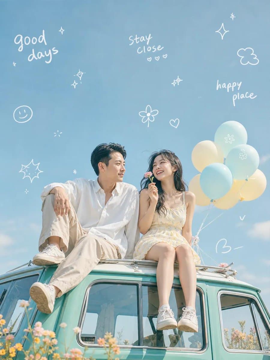 Dreamy Couple on Turquoise Van preview image 1