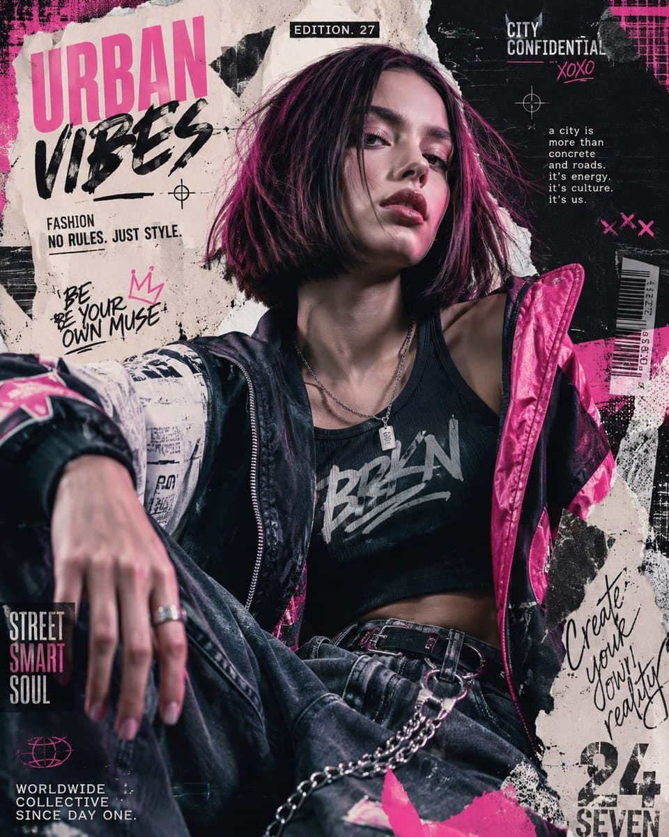 Urban Fashion Editorial Collage Poster preview image 2
