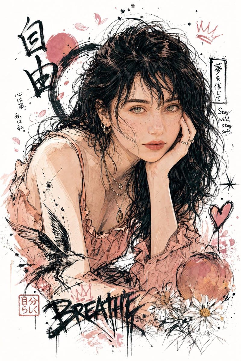 Japanese Graffiti Style Illustration preview image 1