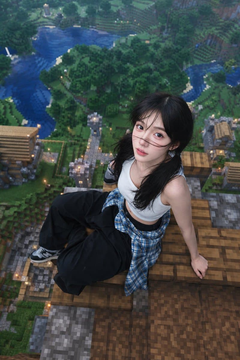 Minecraft Rooftop Aerial Portrait preview image 1