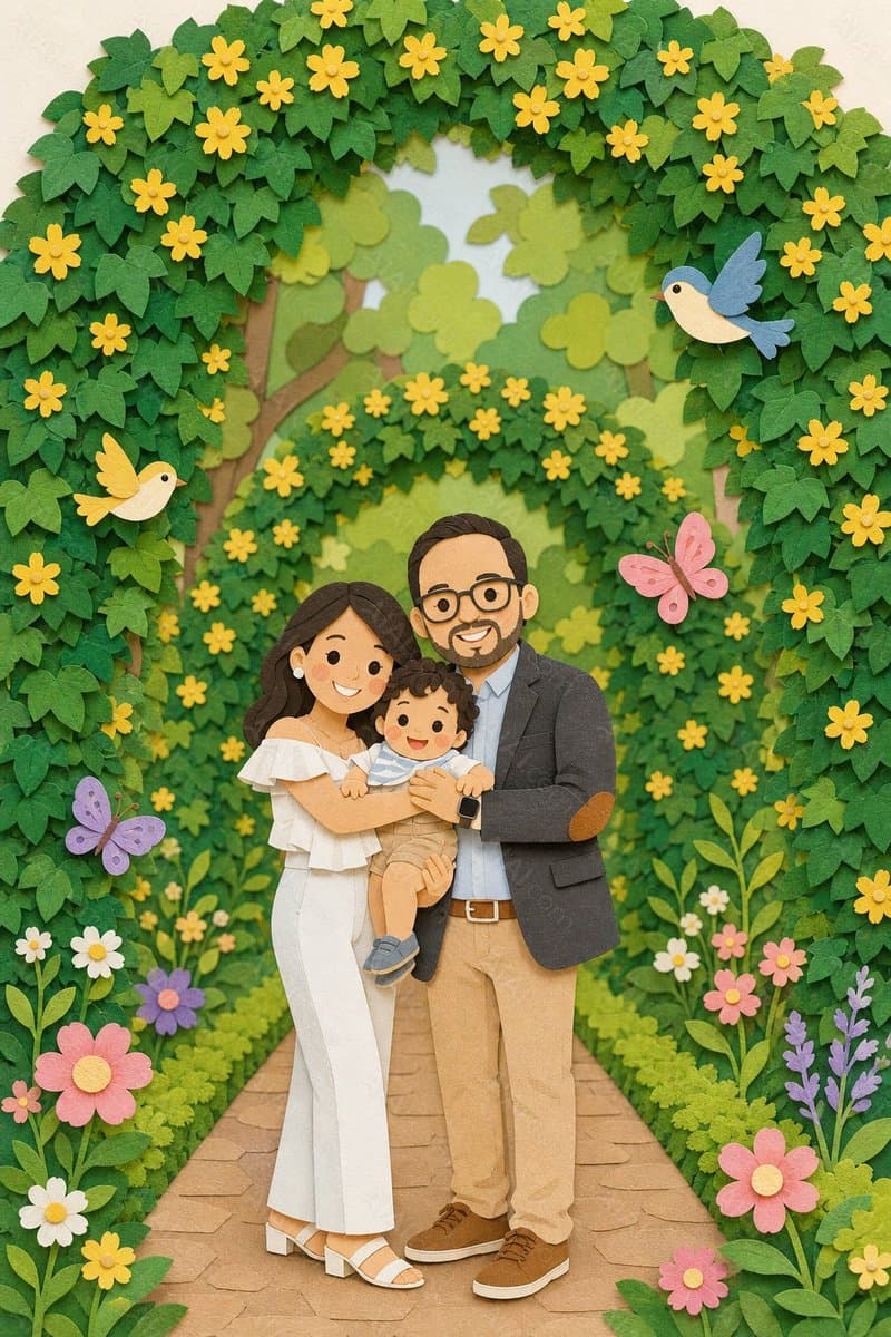 Family Photo Paper-Cut Garden Art preview image 1