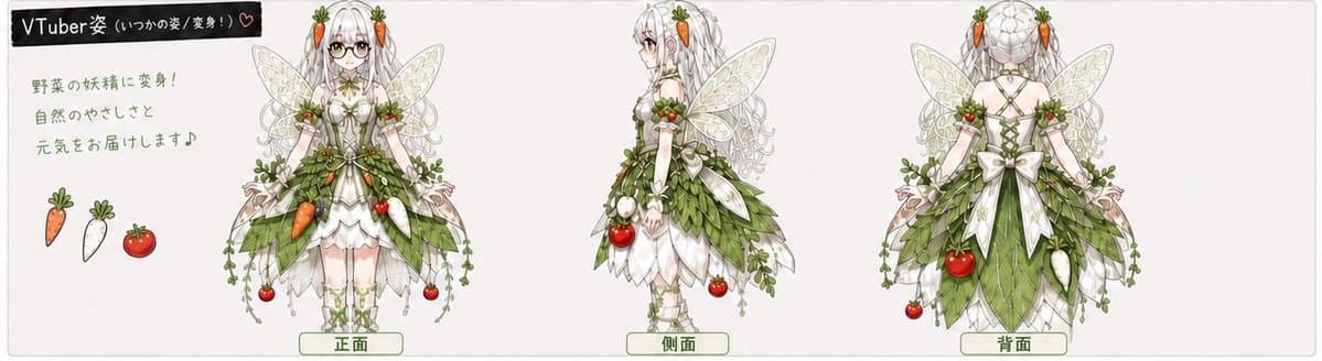 Vegetable Fairy VTuber Reference Sheet preview image 1