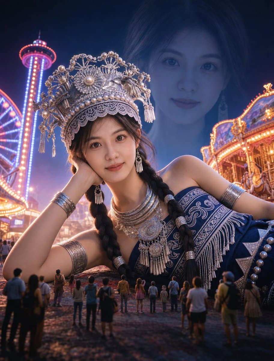 Surreal Giantess Neon Park Portrait preview image 1