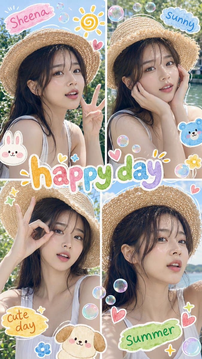 Summer Selfie Sticker Collage preview image 1