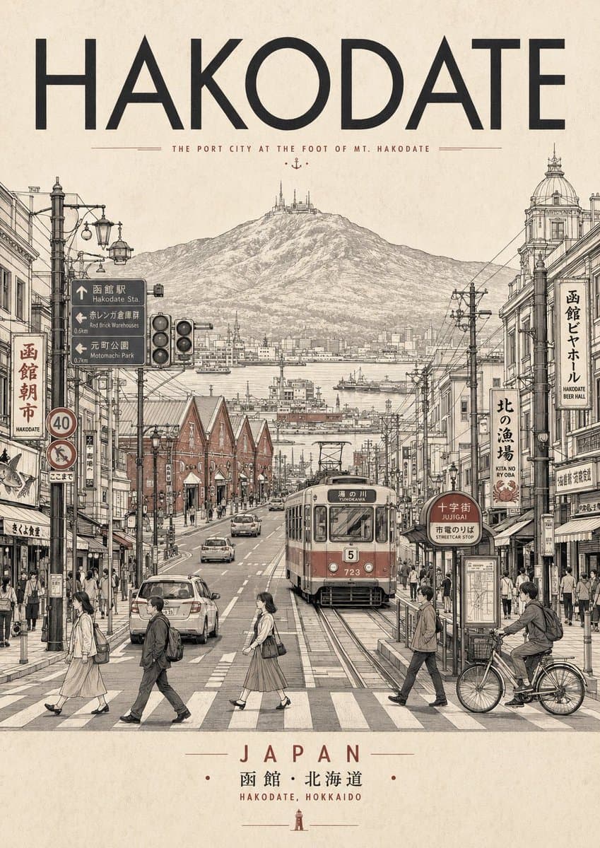 Vintage Hakodate Travel Poster preview image 1