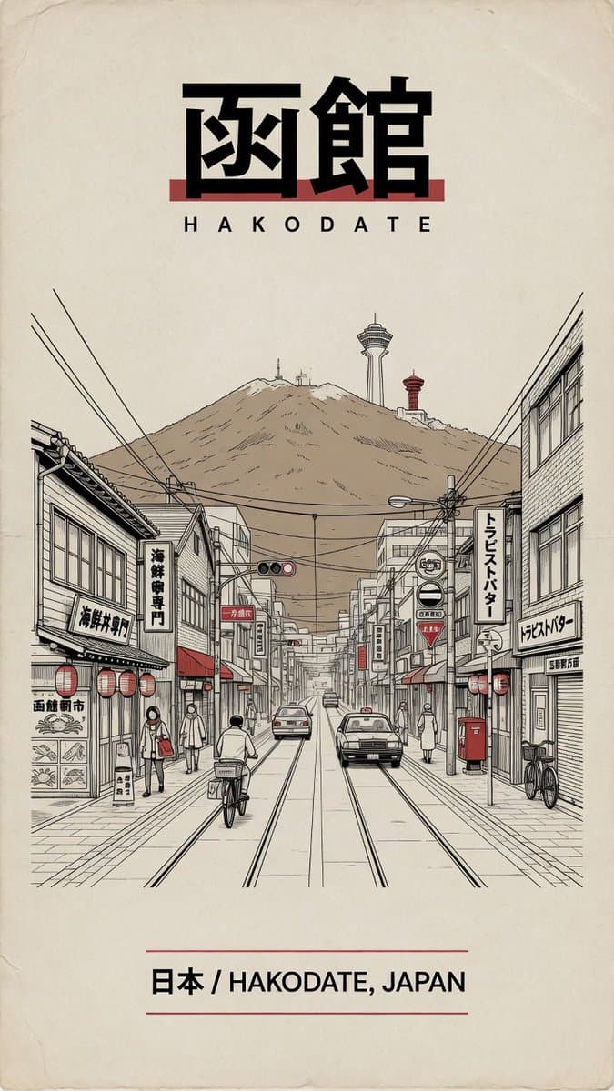 Vintage Hakodate Travel Poster preview image 1