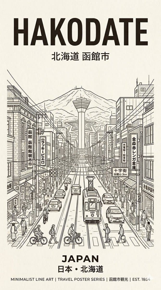 Hakodate Vintage Travel Poster preview image 1