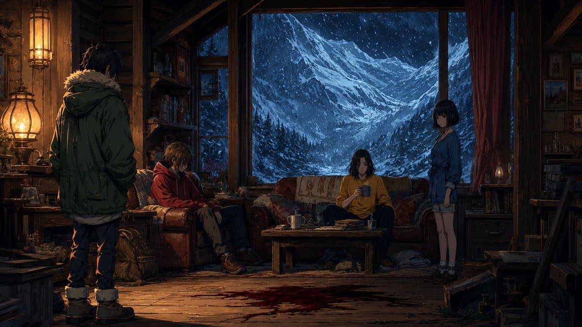 Mysterious Mountain Lodge Anime Scene preview image 2