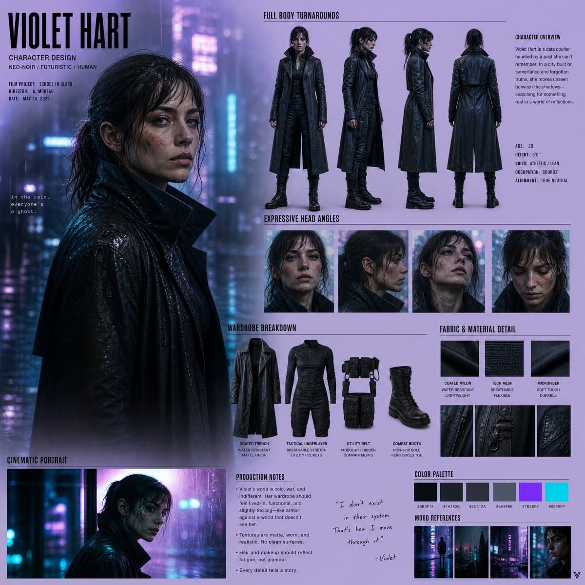 Neo-Noir Character Design Board preview image 1