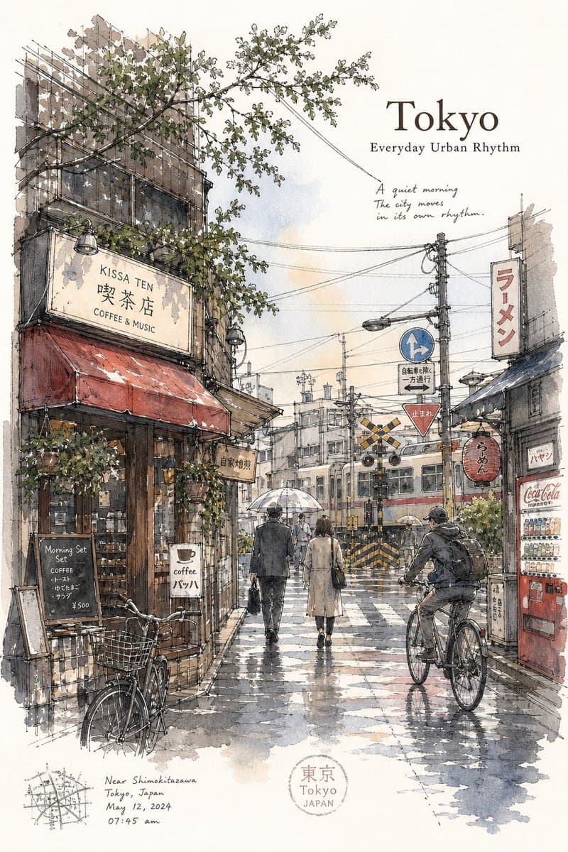 Tokyo Minimalist Urban Sketch Poster preview image 1