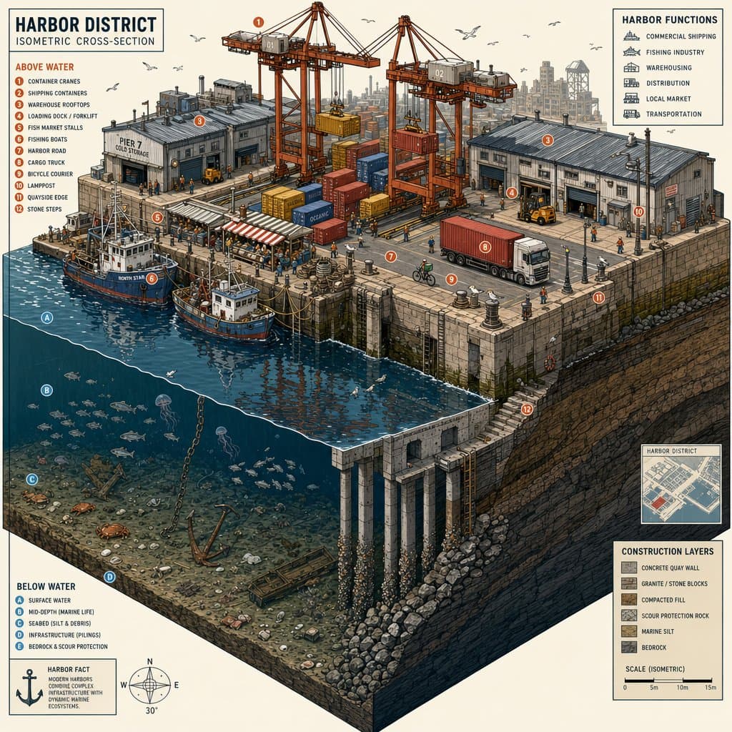 Isometric Harbor District Cross-Section preview image 1