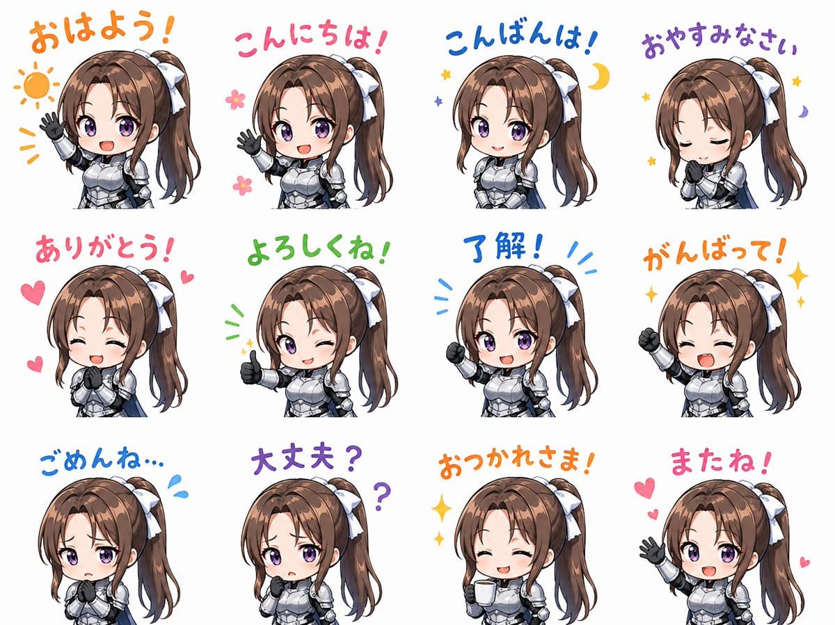Chibi Knight Reaction Sticker Sheet preview image 1