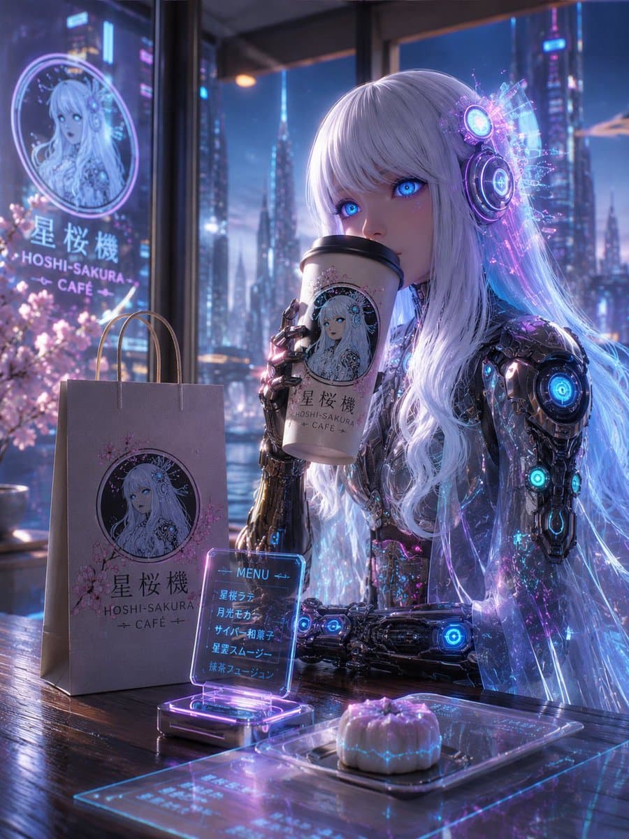 Cyberpunk Hoshi-Sakura Cafe preview image 1