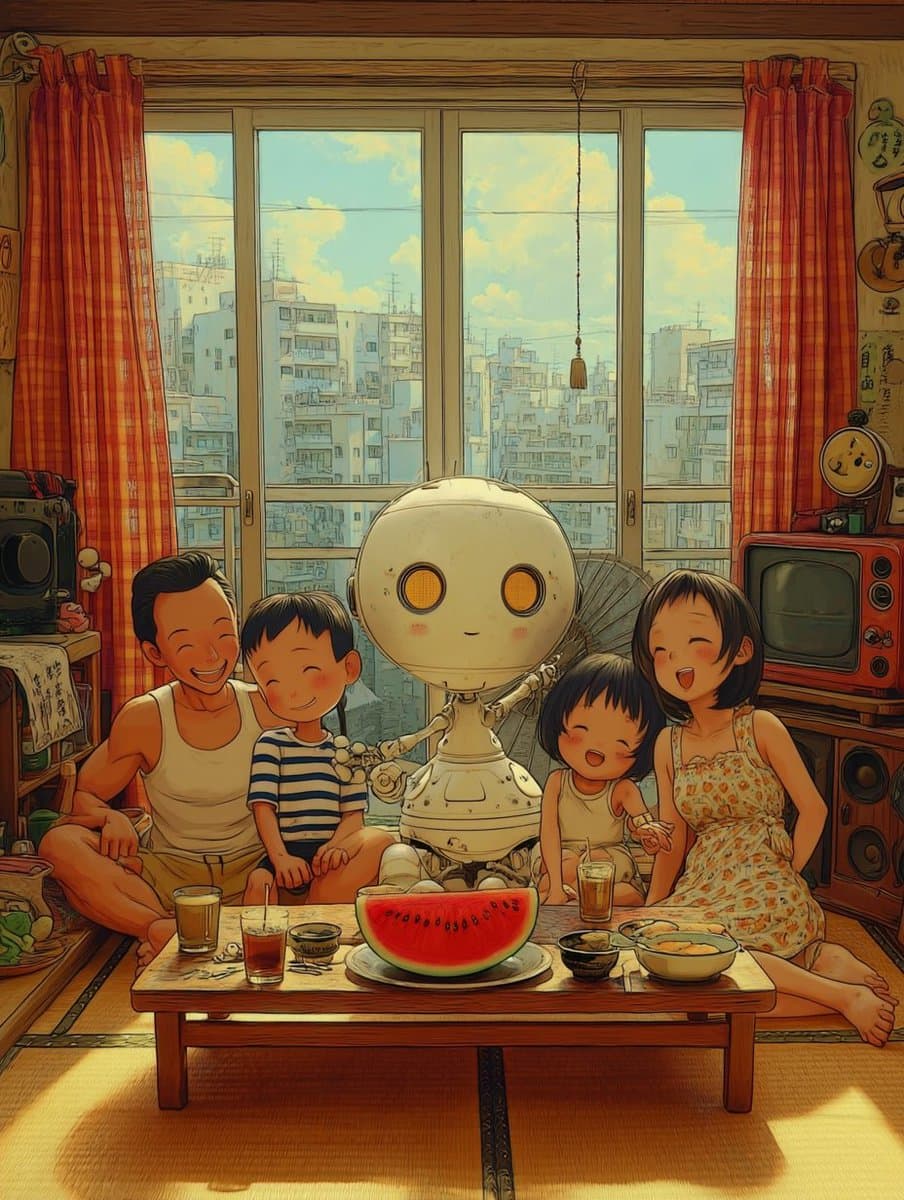 Retro Futuristic Family Fan Robot preview image 1