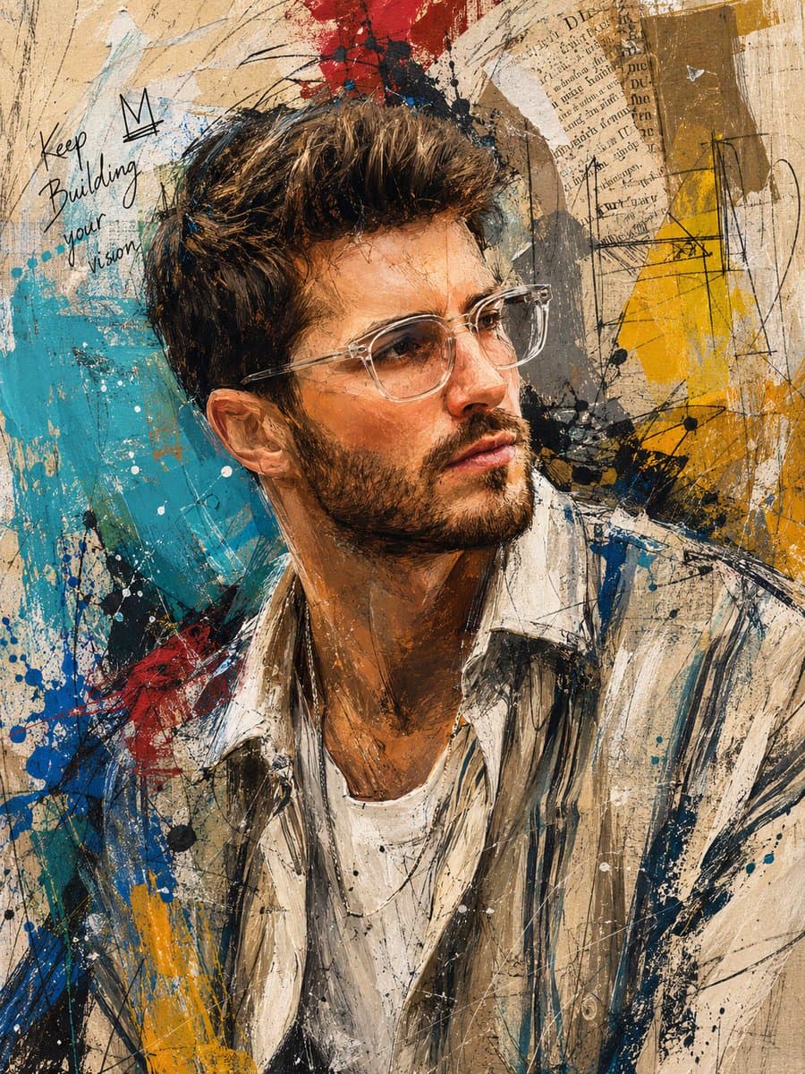 Handcrafted Mixed Media Portrait Painting preview image 2