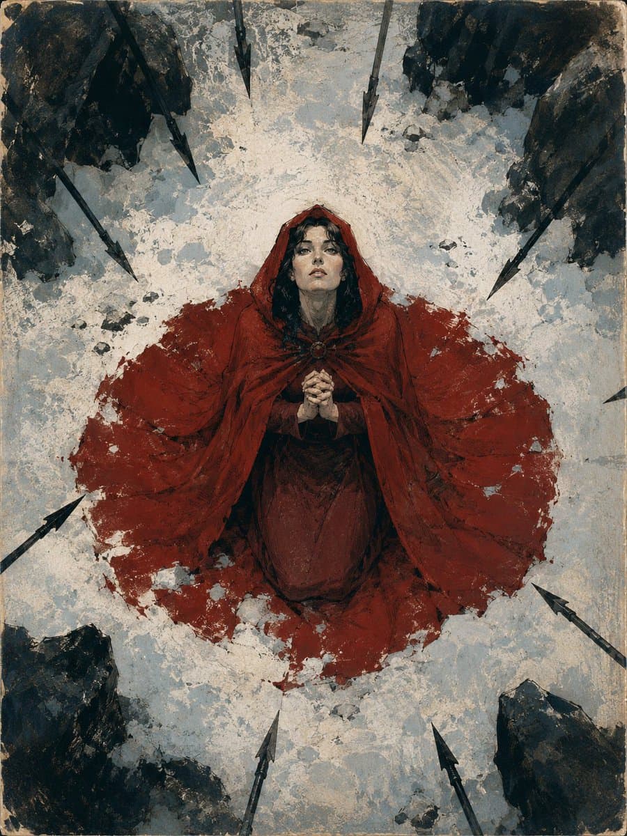 Crimson Cloak in Snow Illustration preview image 1