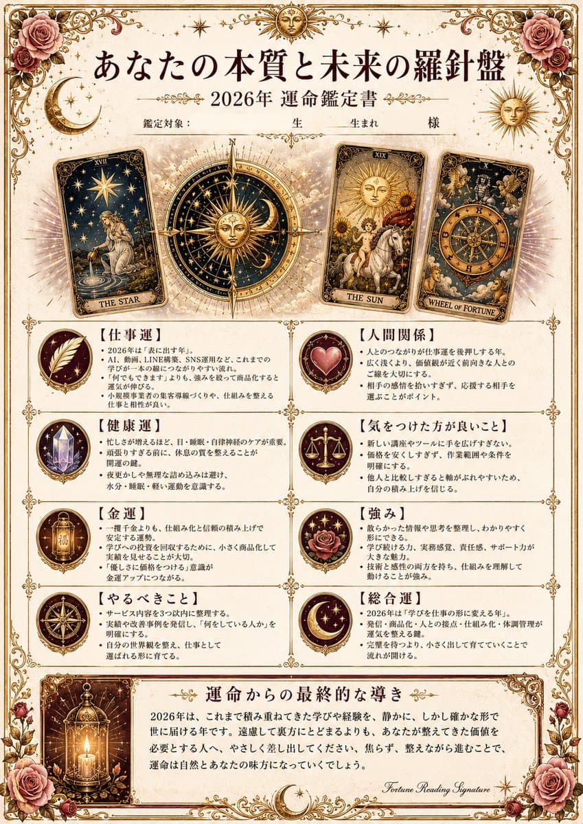 Ornate Japanese Tarot Fortune Certificate preview image 1