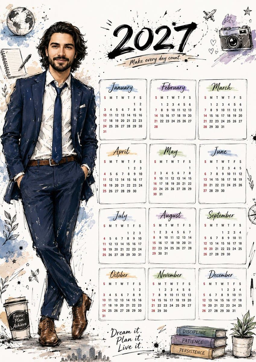 Hand Drawn Doodle Calendar Illustration preview image 1