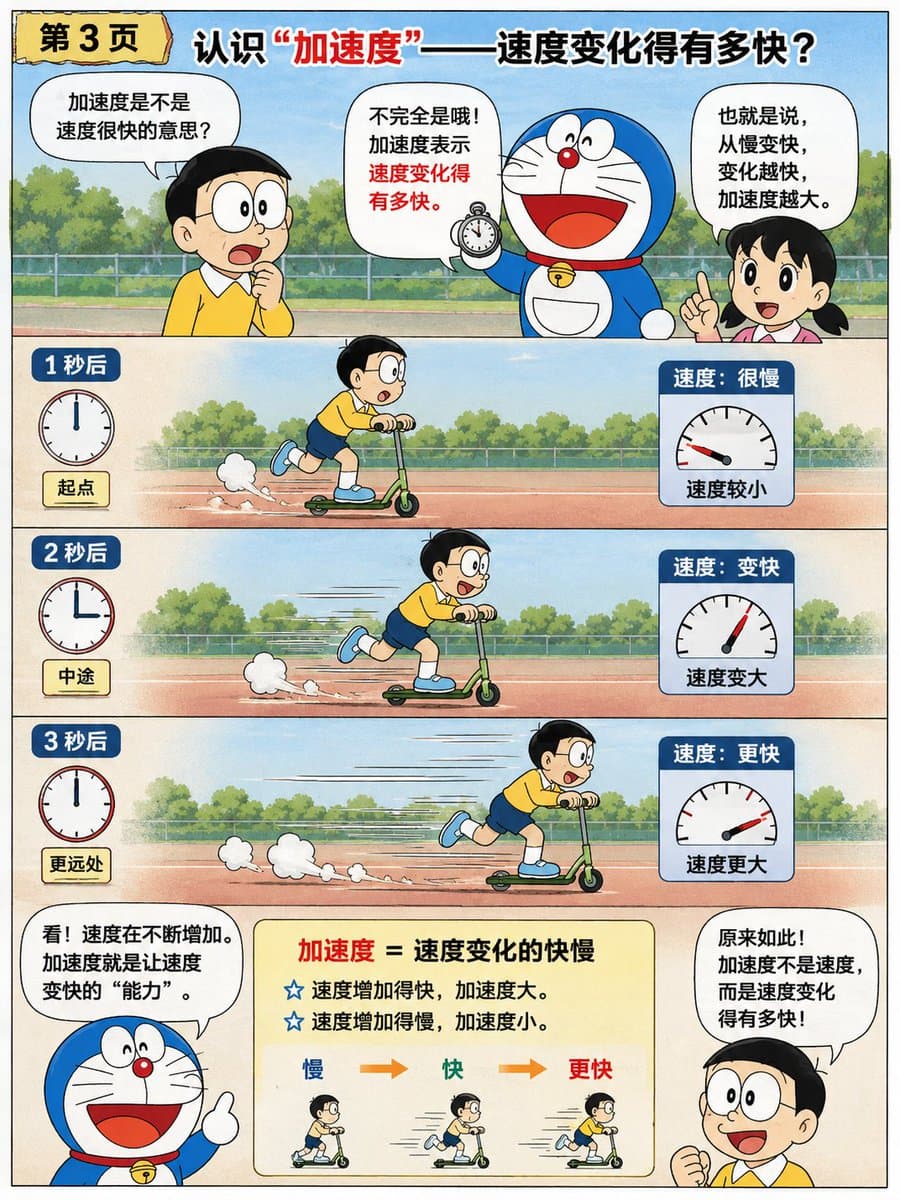 Doraemon-Style Newton’s Second Law Comic preview image 4