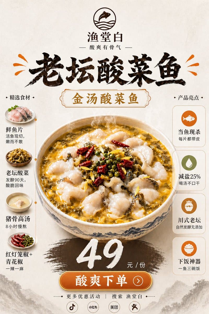 Chinese Sour Fish Restaurant Poster preview image 1