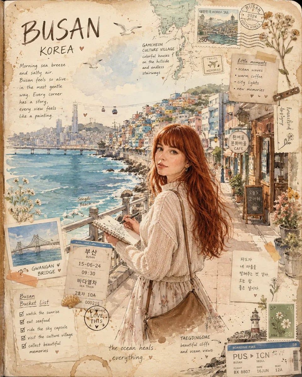 Busan Travel Journal Illustration preview image 2