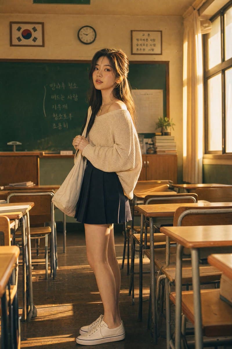 Realistic Korean School Classroom Portrait preview image 2