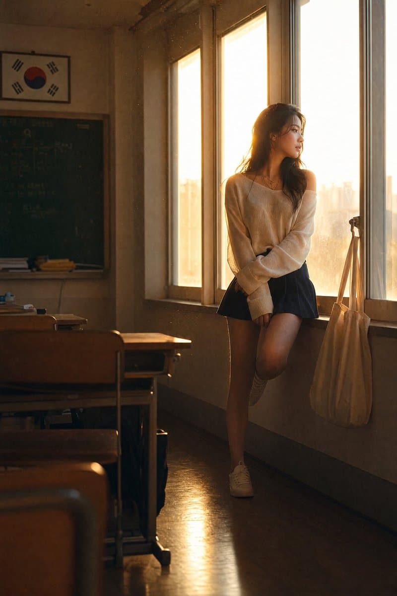 Realistic Korean School Classroom Portrait preview image 4